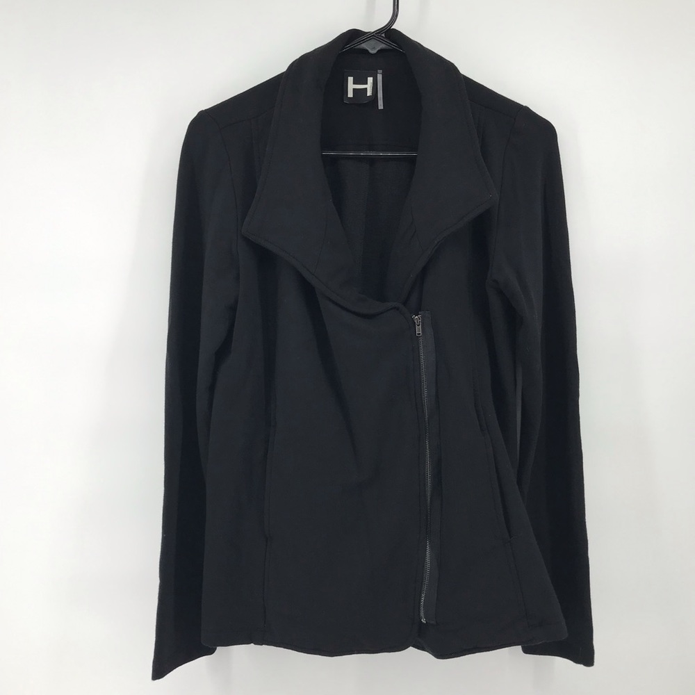 H by bordeaux Black Asymmetrical Zip Jacket